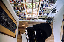 2.4 Double volume over piano and library shelves built around south window